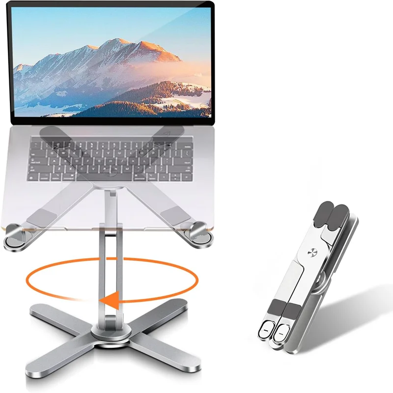 💻🔄 Universal Aluminum Alloy X-Style Stand – Ρυθμιζόμενη & Περιστρεφόμενη Βάση Laptop 🎯
