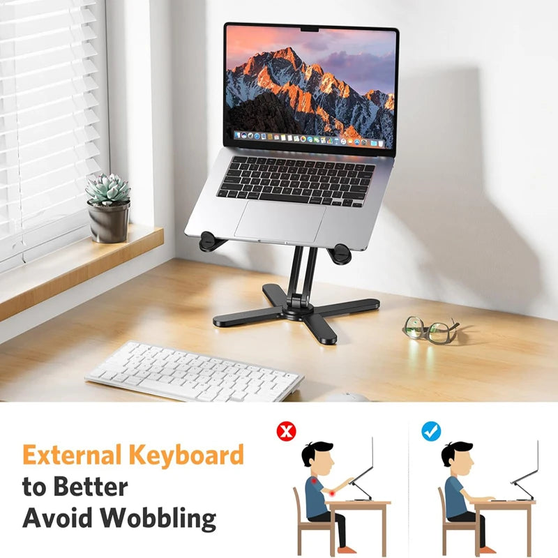 💻🔄 Universal Aluminum Alloy X-Style Stand – Ρυθμιζόμενη & Περιστρεφόμενη Βάση Laptop 🎯