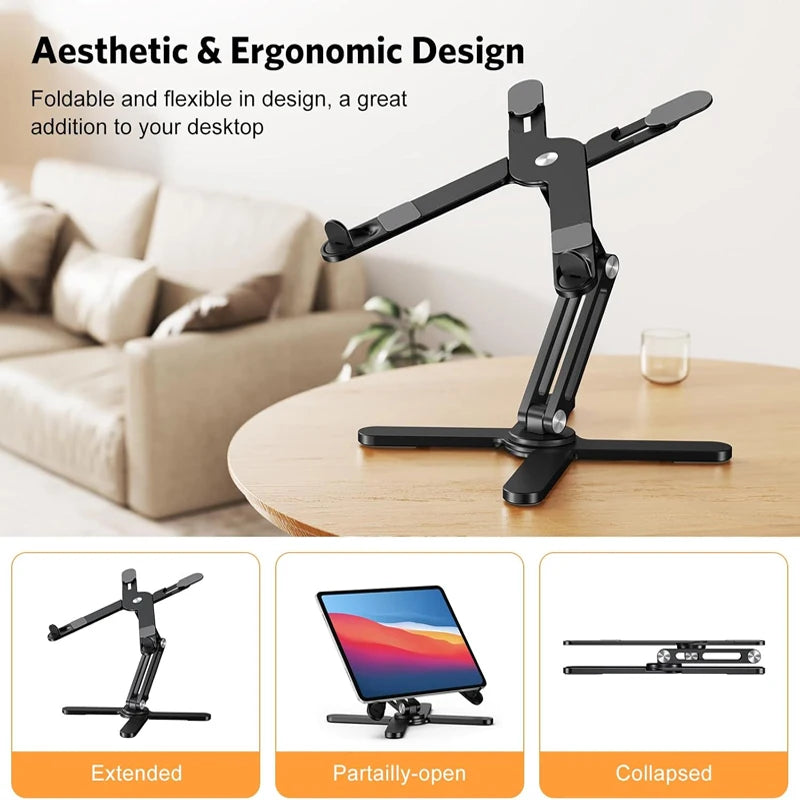 💻🔄 Universal Aluminum Alloy X-Style Stand – Ρυθμιζόμενη & Περιστρεφόμενη Βάση Laptop 🎯