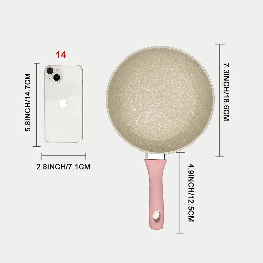 🍳 Μίνι Αντικολλητικό Τηγάνι Maifan Stone – 18cm | Ροζ ή Μπλε Χρώμα | Ιδανικό για Αυγά, Ομελέτες & Μπριζόλες