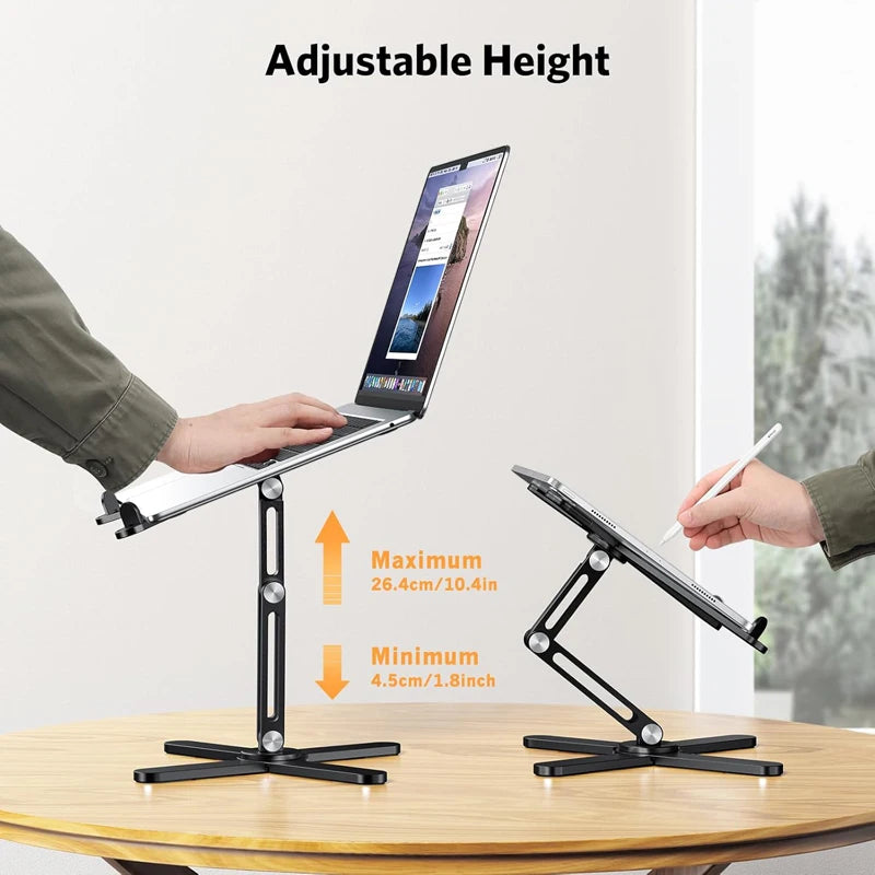 💻🔄 Universal Aluminum Alloy X-Style Stand – Ρυθμιζόμενη & Περιστρεφόμενη Βάση Laptop 🎯