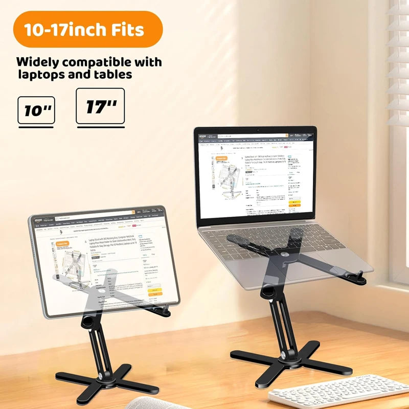 💻🔄 Universal Aluminum Alloy X-Style Stand – Ρυθμιζόμενη & Περιστρεφόμενη Βάση Laptop 🎯