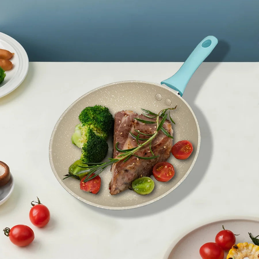 🍳 Μίνι Αντικολλητικό Τηγάνι Maifan Stone – 18cm | Ροζ ή Μπλε Χρώμα | Ιδανικό για Αυγά, Ομελέτες & Μπριζόλες