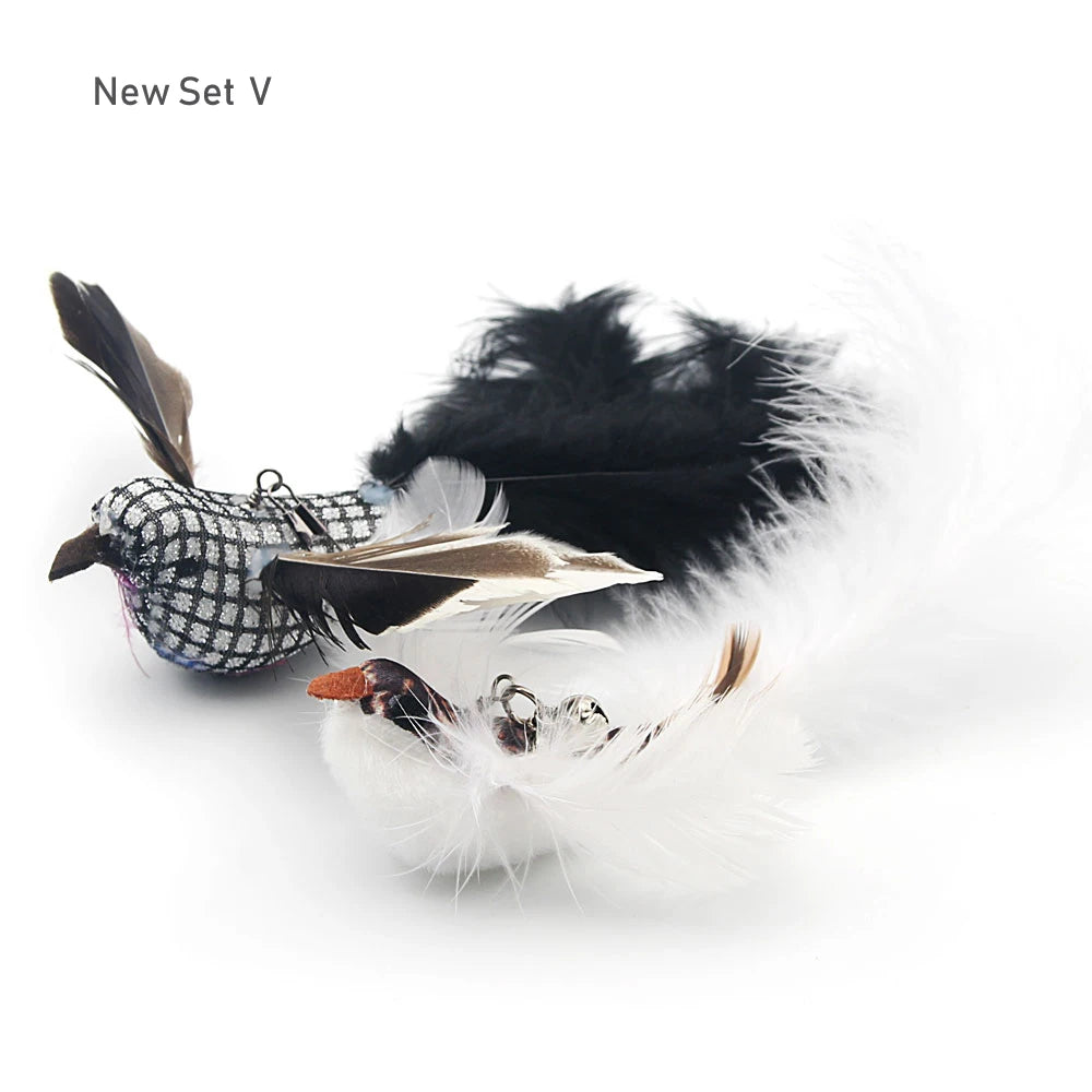 2pcs Feather Bird Cat Toy 🪶🐱 | DIY Teaser Stick Attachment 🎣 | Interactive & Funny Pet Play ✅