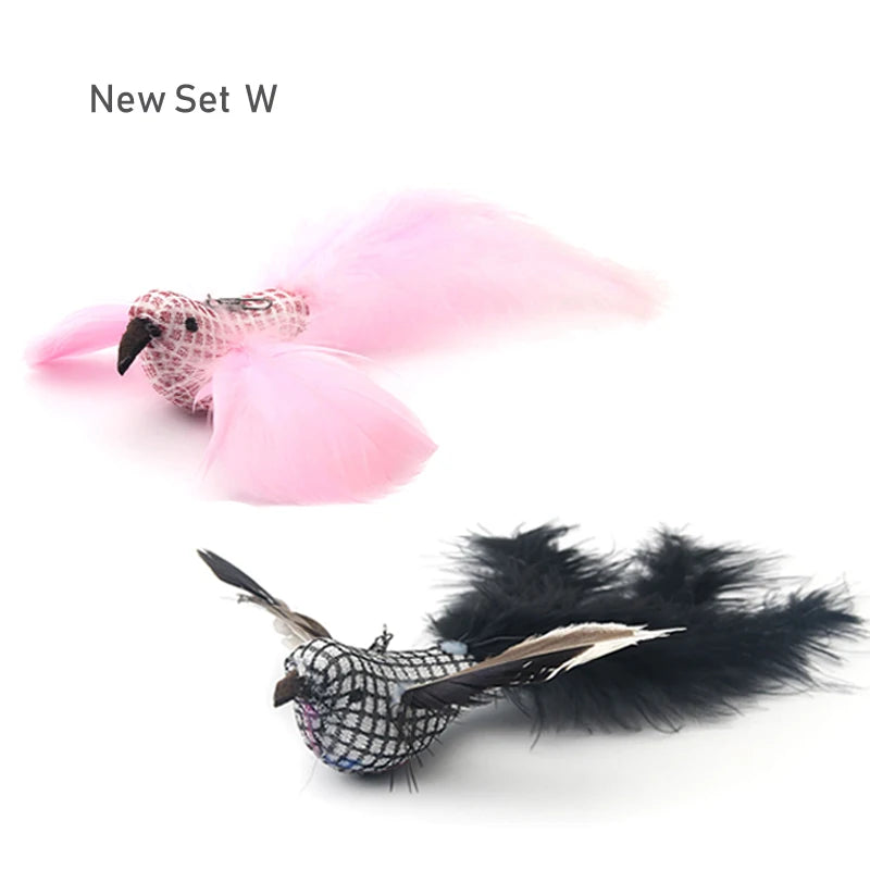 2pcs Feather Bird Cat Toy 🪶🐱 | DIY Teaser Stick Attachment 🎣 | Interactive & Funny Pet Play ✅