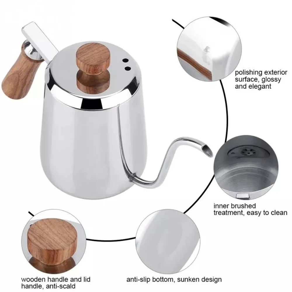 ☕✨ Drip Kettle με Λαιμό Κύκνου – Για Τέλειο Pour Over Καφέ! ✨☕ Drip Kettle Non-stick Stainless Steel