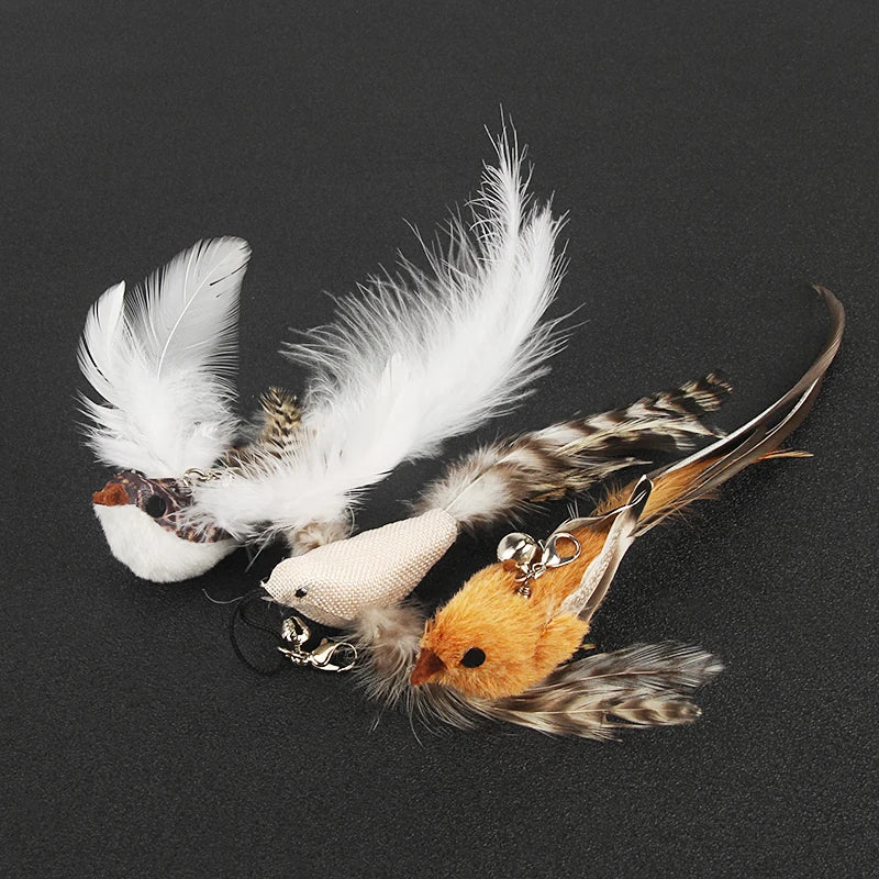 2pcs Feather Bird Cat Toy 🪶🐱 | DIY Teaser Stick Attachment 🎣 | Interactive & Funny Pet Play ✅