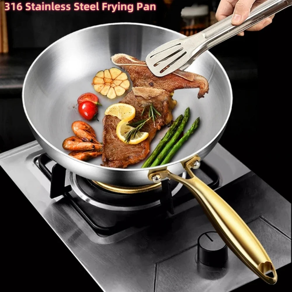 🥘 Τηγάνι Wok 316 Ανοξείδωτου Ατσαλιού – 7 Πάτων & Αντικολλητική Τεχνολογία | Ιδανικό για Μπριζόλες, Λαχανικά & Καθημερινό Μαγείρεμα