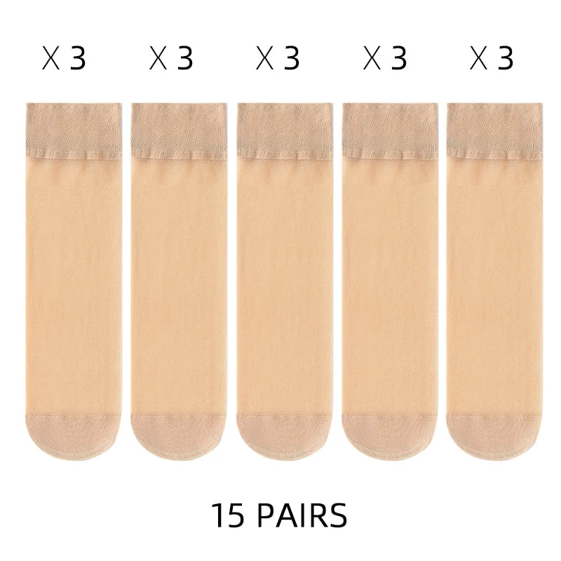🧦✨ Σετ Διάφανα Κρυστάλλινα Καλτσάκια – Ultra Thin & Anti-Hook ✨🧦 5–20 Ζευγάρια Καλοκαιρινές Γυναικείες Κάλτσες | Crystal Silk Nylon Ankle Socks