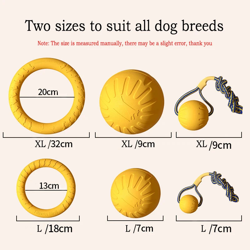 Dog Toy Set 4-Pack 🐶🦴 | EVA Durable Chew Toys 💪 | Ball + Flying Disc + Tug Rope 🎾🛸 | Teeth Cleaning & Fun ✅