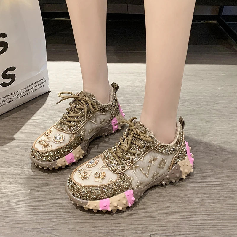 👟✨ Γυναικεία Casual Sneakers με Στρας – Πολυτελές Στυλ & Άνεση ✨👟