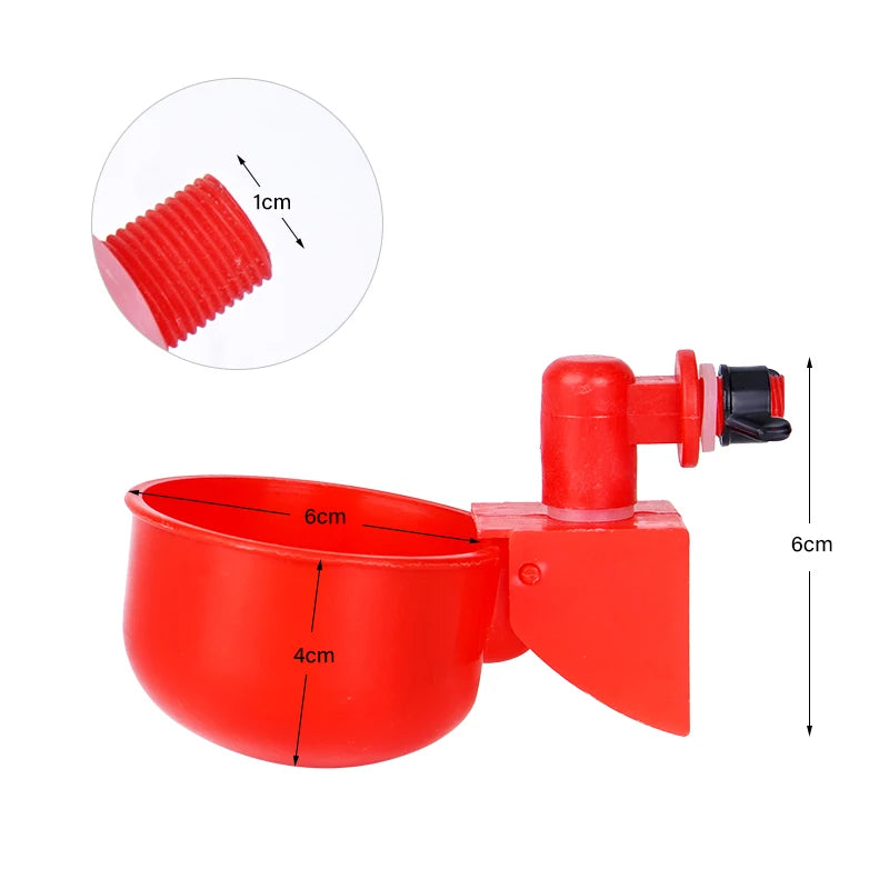 6pcs Chicken Drinker Cups 🐔💧 | Auto Water Feeder 🛠️ | For Chicks, Ducks & Poultry 🦆 | Easy Install Plastic ✅