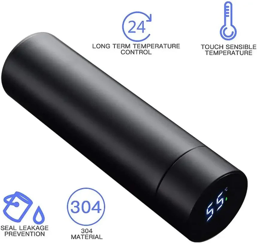 🌡️☕ Smart Thermos 480ml | 304 Ανοξείδωτο Ατσάλι | 💧 Αδιάβροχο | LED Ένδειξη Θερμοκρασίας | Double-Wall Vacuum Cup