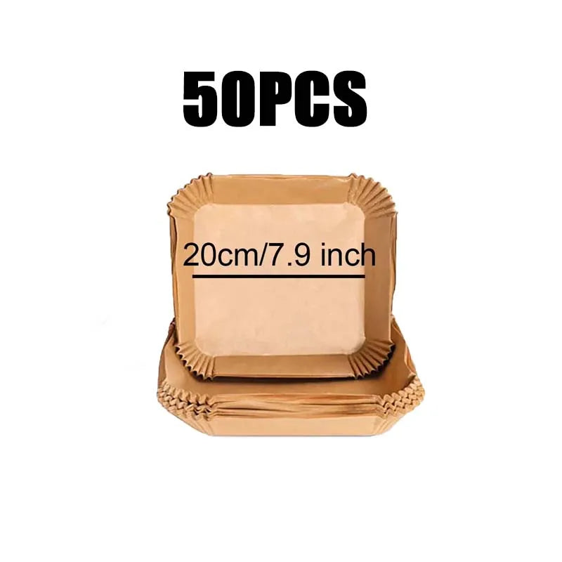 🍟✨ Disposable Air Fryer Paper – Καθαριότητα & Μαγείρεμα Χωρίς Κόπο! ✨🍟 Non-Stick Baking Liners | Oilproof | Multi-Use Kitchen Pads