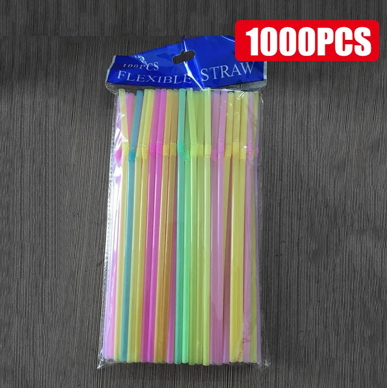 🥤🌈 Plastic Drinking Straws – Πολύχρωμα Καλαμάκια 50-1000PCS ✨ Ιδανικά για Party, Γάμους & Καθημερινή Χρήση