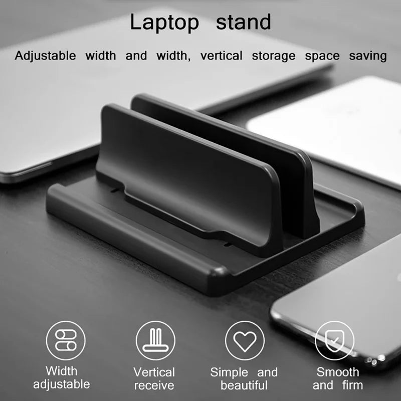 💻📐 Vertical Laptop Stand – Διπλή Κάθετη Βάση Laptop & Tablet με Ρυθμιζόμενο Πλάτος 🎯