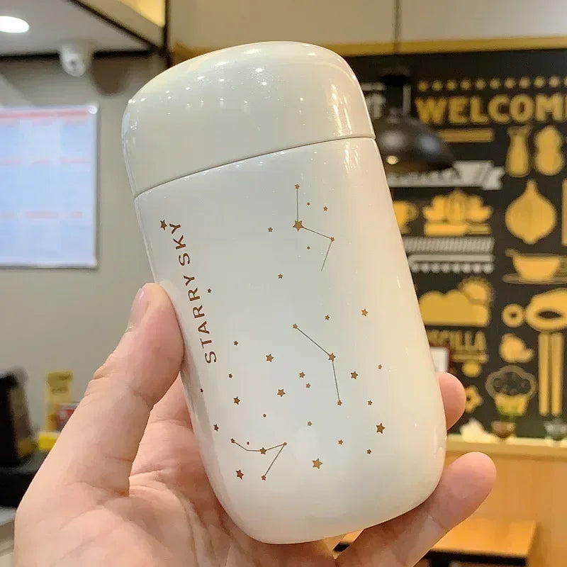 🌌 Mini Θερμός Starry Sky 200ml | 304 Stainless Steel Vacuum Flask – Leakproof Coffee Mug