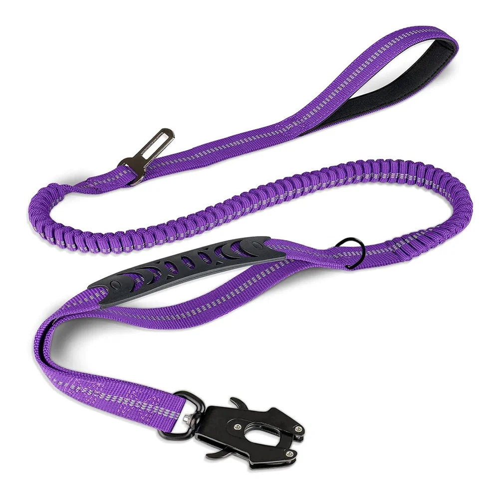 🚘🐕 Reflective Shock-Absorbing Dog Leash with Car Seatbelt – Tactical & Ανθεκτικό Bungee Λουρί 💥🦴 Αντοχή, έλεγχος & ασφάλεια – στη βόλτα και στο αυτοκίνητο!