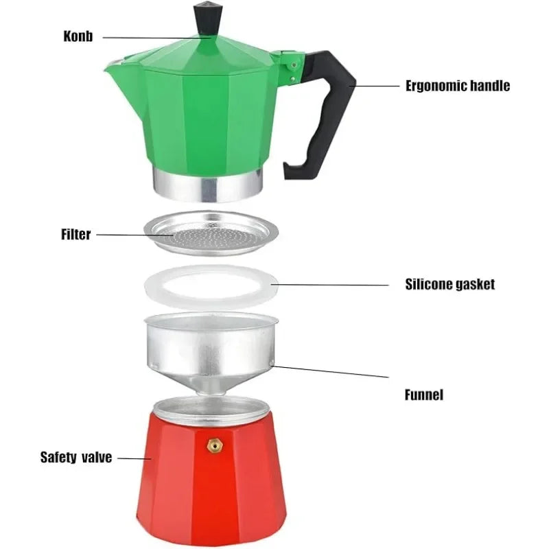 ☕✨ Κλασική Αλουμινένια Moka Pot – Ιταλικός Espresso στο Σπίτι ή στη Βόλτα! ✨☕ Aluminum Moka Coffee Pot – Italian Style Stovetop Espresso Maker