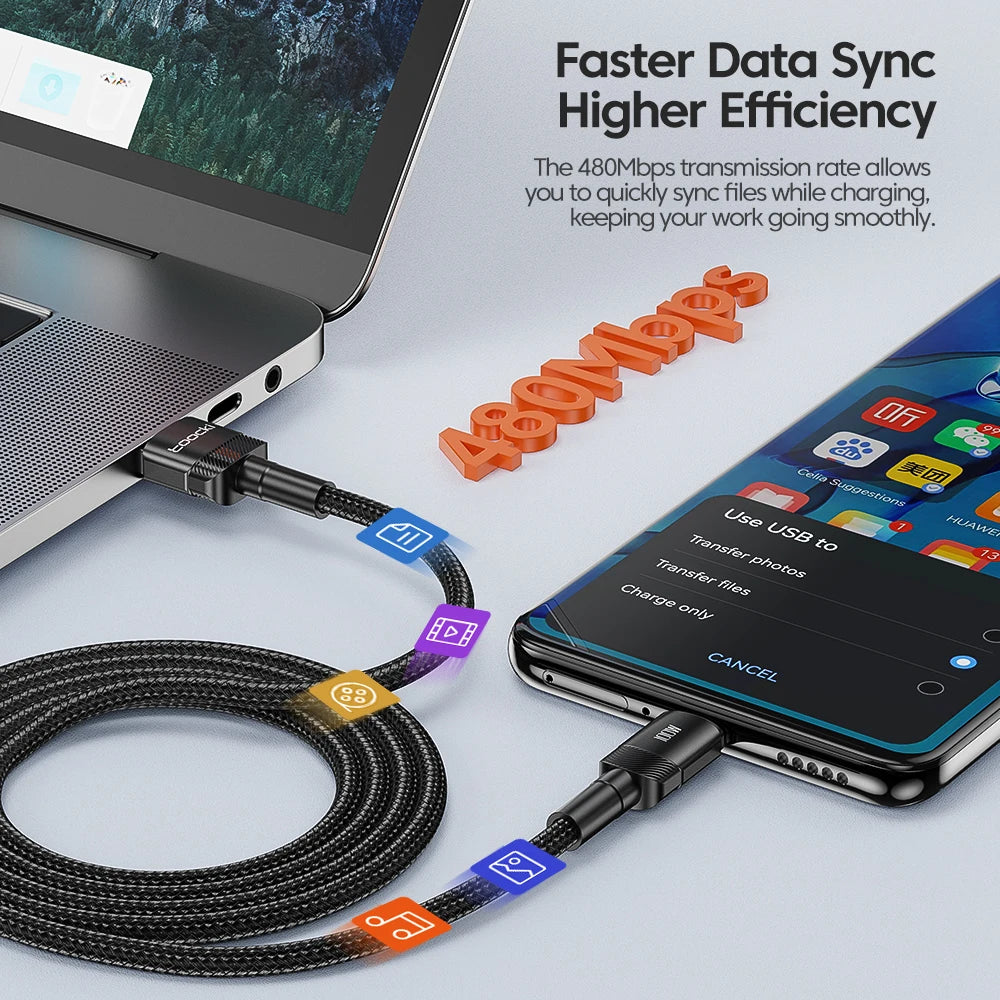 ⚡🔌 Toocki 6A USB to Type-C Cable – PD 100W Ταχεία Φόρτιση & Data Sync 🎯