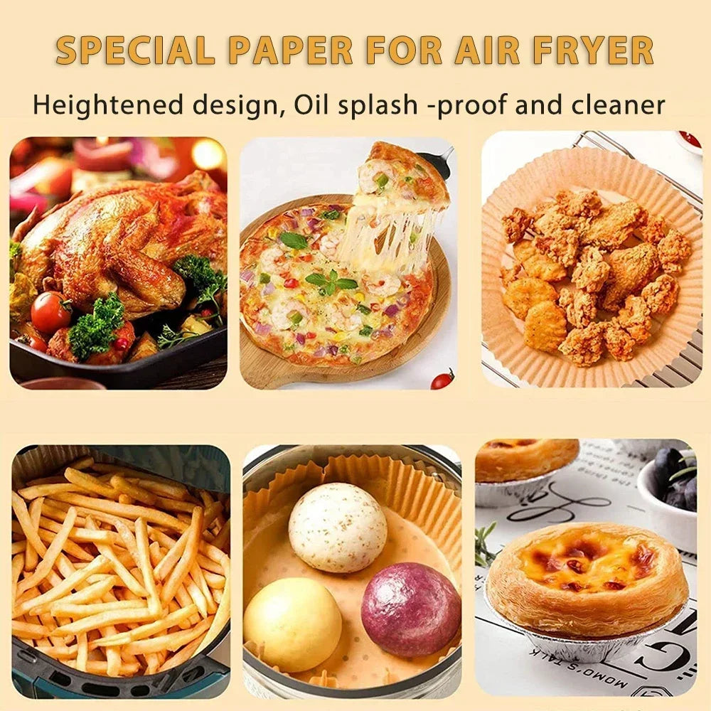 🍩🔥 Disposable Air Fryer Paper Liners – Καθαρό Μαγείρεμα Χωρίς Κόπο! 🔥🍩 50/100pcs | 16cm | Round/Square | Food-Grade Non-Stick Baking Papers