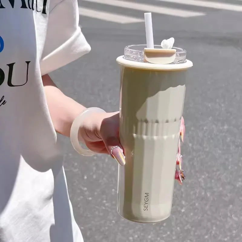 🥤 SEYGM Θερμός 500ML – 304 Ανοξείδωτο Ατσάλι με Καλαμάκι ❄️🔥