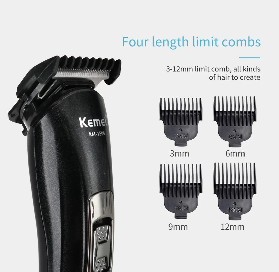 🧔✨ Kemei KM-1506 3 σε 1 – Ηλεκτρική Ξυριστική Μηχανή & Trimmer με USB Φόρτιση ⚡