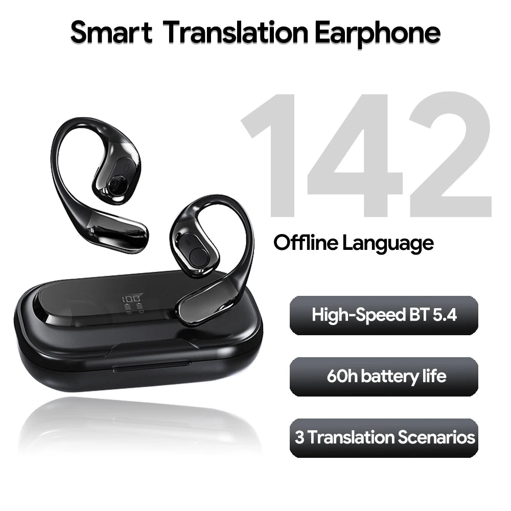🎧 T23 Real-Time Wireless Earphone Translator – Άμεση Επικοινωνία σε 142 Γλώσσες