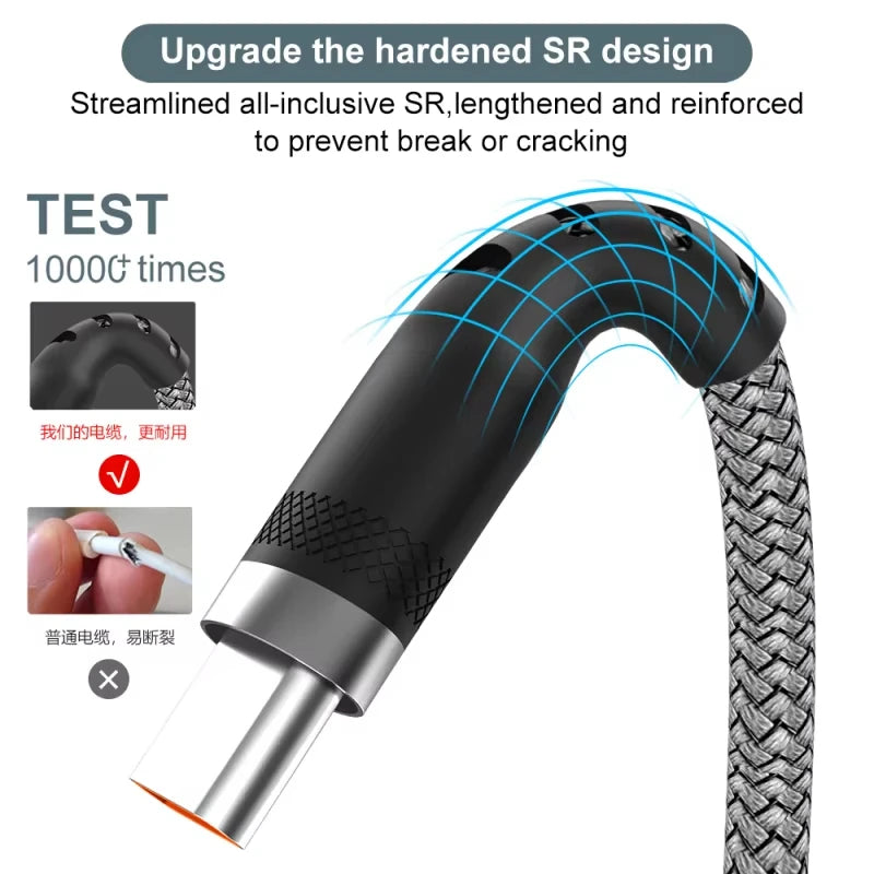 ⚡ NNBILI 6A Υφασμάτινο USB Type-C Καλώδιο Γρήγορης Φόρτισης – Samsung / Huawei / Xiaomi / PS5 / Switch (1M – 8M)