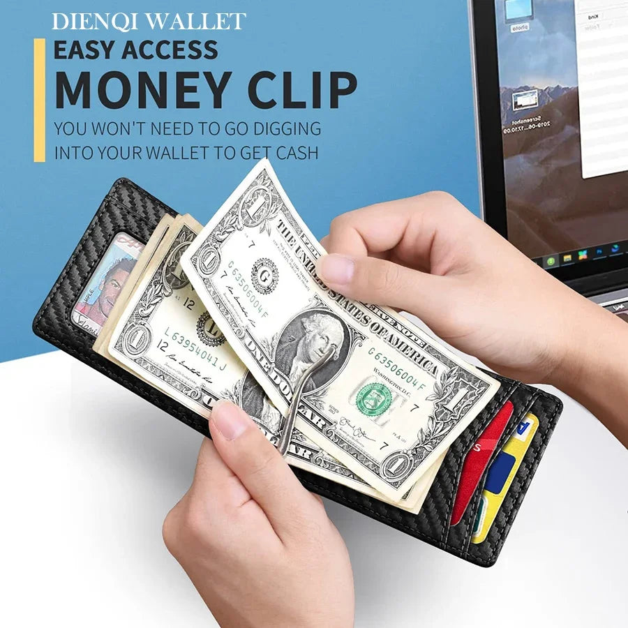 👛🕴️ Ανδρικό Slim Πορτοφόλι – Συνθετικό Δέρμα, RFID Blocking & Money Clip 💳💵