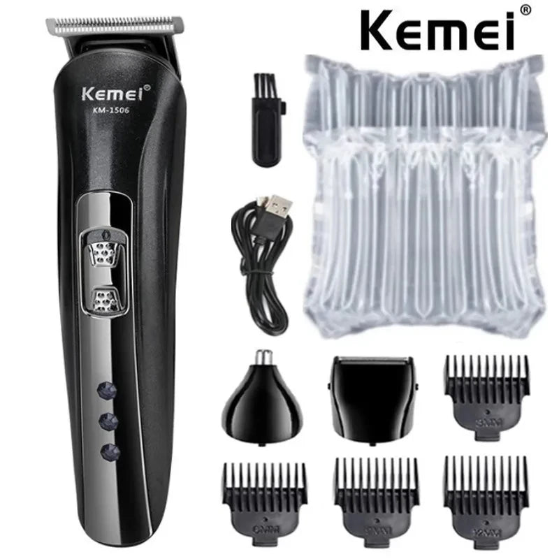 🧔✨ Kemei KM-1506 3 σε 1 – Ηλεκτρική Ξυριστική Μηχανή & Trimmer με USB Φόρτιση ⚡