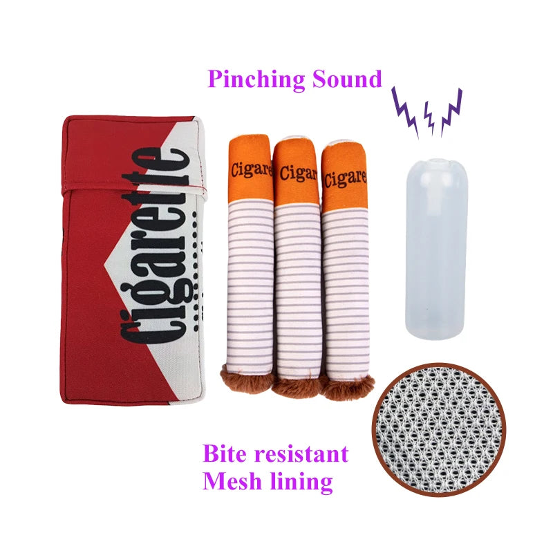 Funny Dog Chew Toy 🐶🚬 | Plush Cigarette & Joint Design 🧸 | Squeaky Sound 🔊 | Interactive & Soft Bite Toy 😄