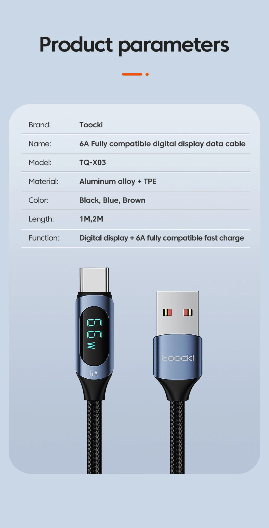 ⚡🔌 Toocki 100W USB-C Fast Charging Cable – Ταχύτατη Φόρτιση με Ψηφιακή Ένδειξη 🎯