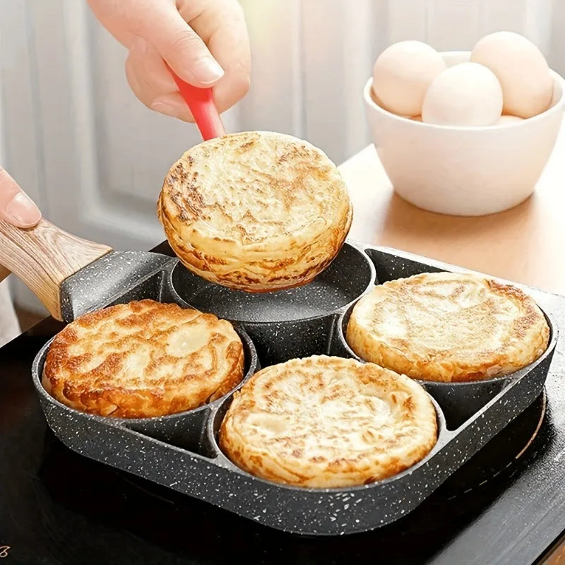 🍳 Τηγάνι με 4 Θέσεις – Αντικολλητικό για Αυγά, Pancakes, Ομελέτες & Burgers | Ιδανικό για Πρωινό