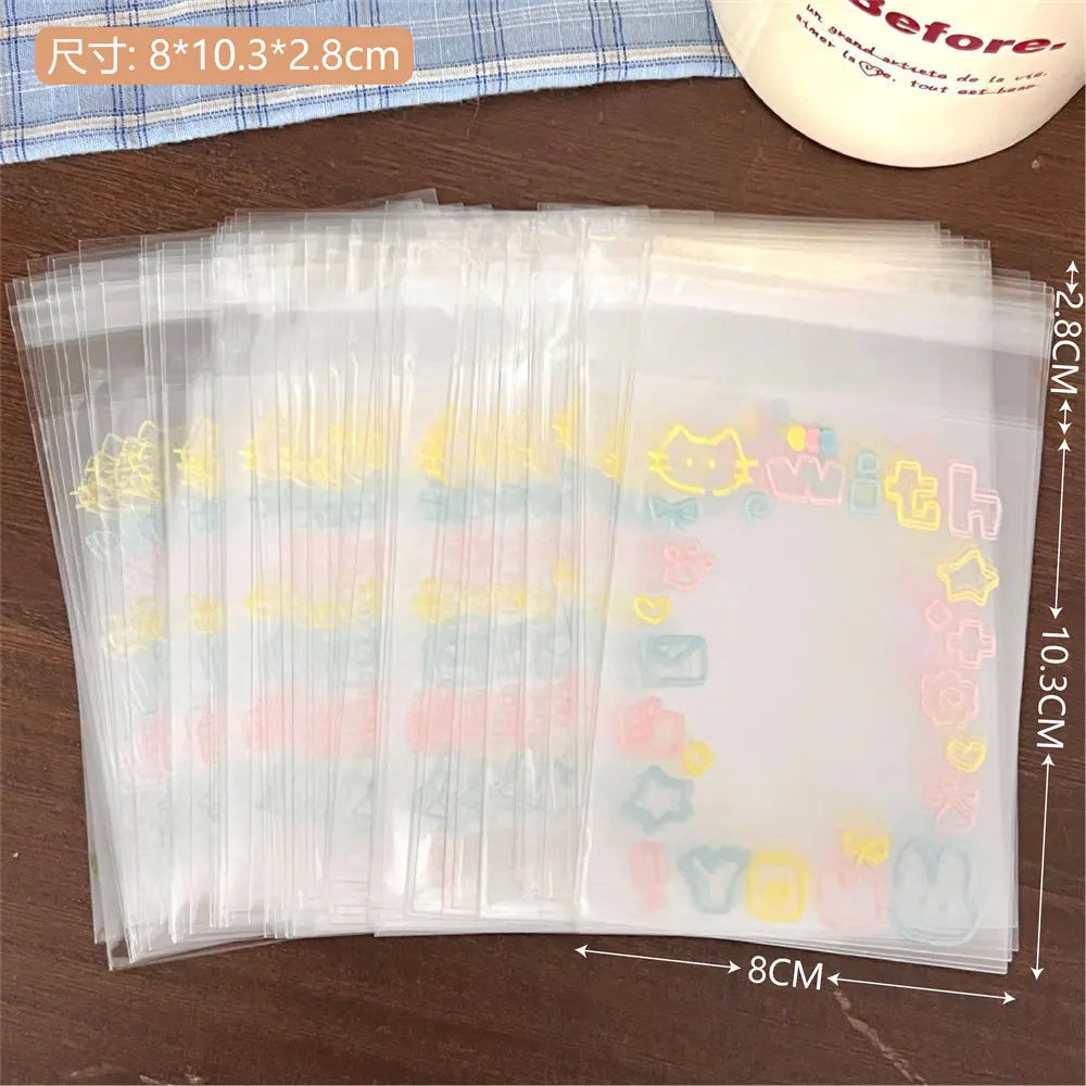 😺 Graffiti Kitten Αυτοκόλλητες Σακούλες – 20/50/100pcs | OPP Gift Bags για Συσκευασία Καρτών & Μικρών Δώρων