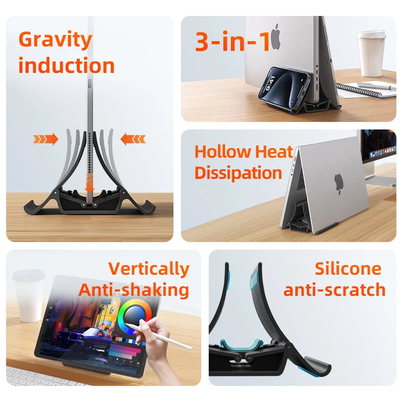 💻📐 CABLETIME Vertical Laptop Stand – Gravity Holder για Laptop & Tablet 🎯