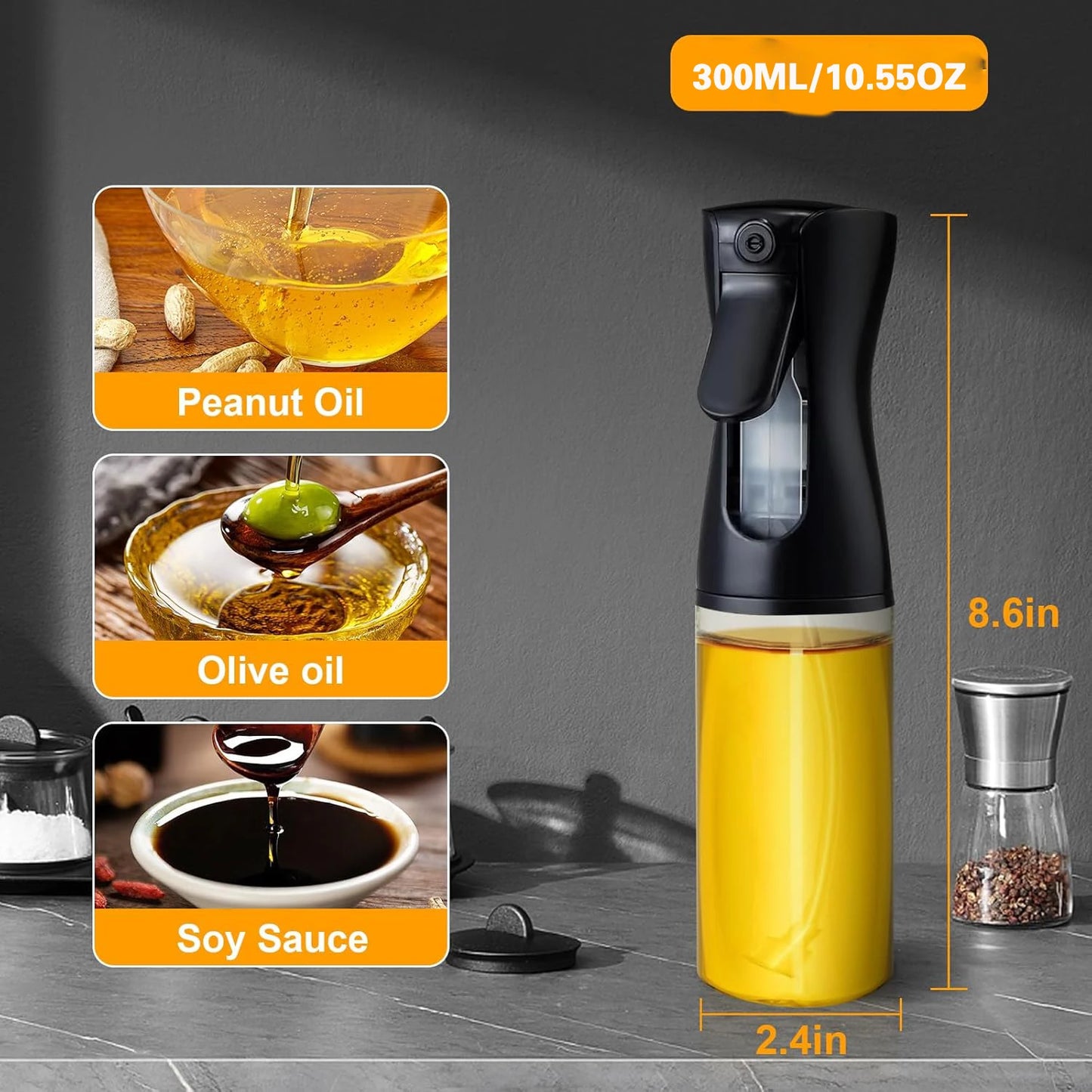 🫒✨ Olive Oil Mister – Γυάλινο Μπουκάλι Ψεκασμού για Μαγειρική 🍳 Air Fryer & Kitchen Accessory