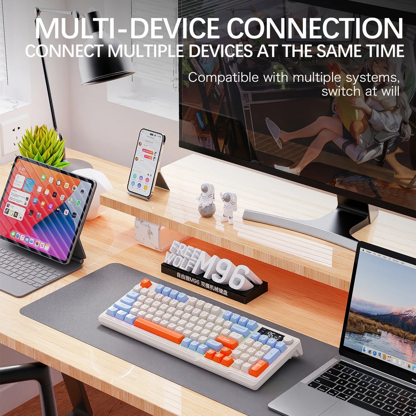 ⌨️🖱️ FREEWOLF M96 Wireless Keyboard & Mouse Set – Smart Screen, Dual Mode, Multi-Device & Εργονομία σε νέα διάσταση! 🔥💡