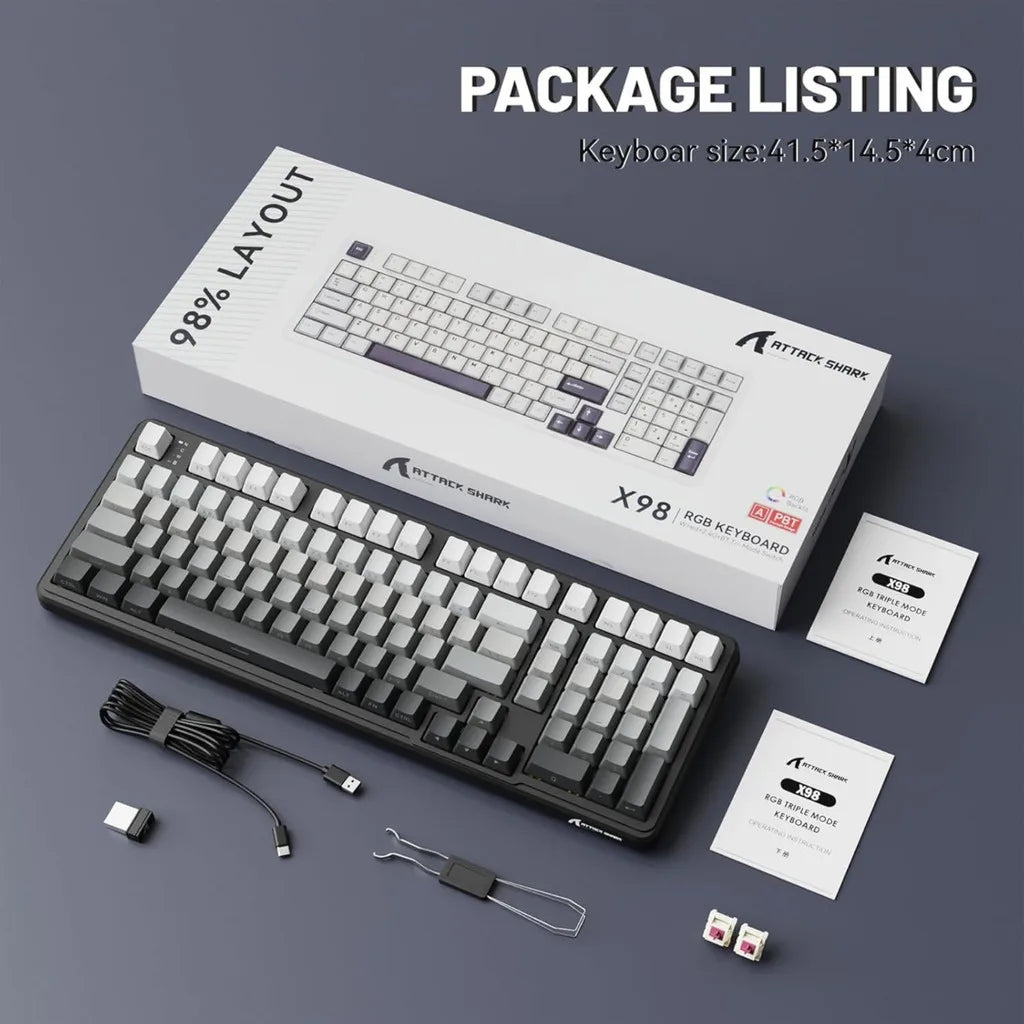 🎮⌨️ ATTACK SHARK X98 Full-Size Wireless Mechanical Keyboard – Τριπλή σύνδεση & απόλυτη εμπειρία gaming με RGB και Gasket design! 🦈💡