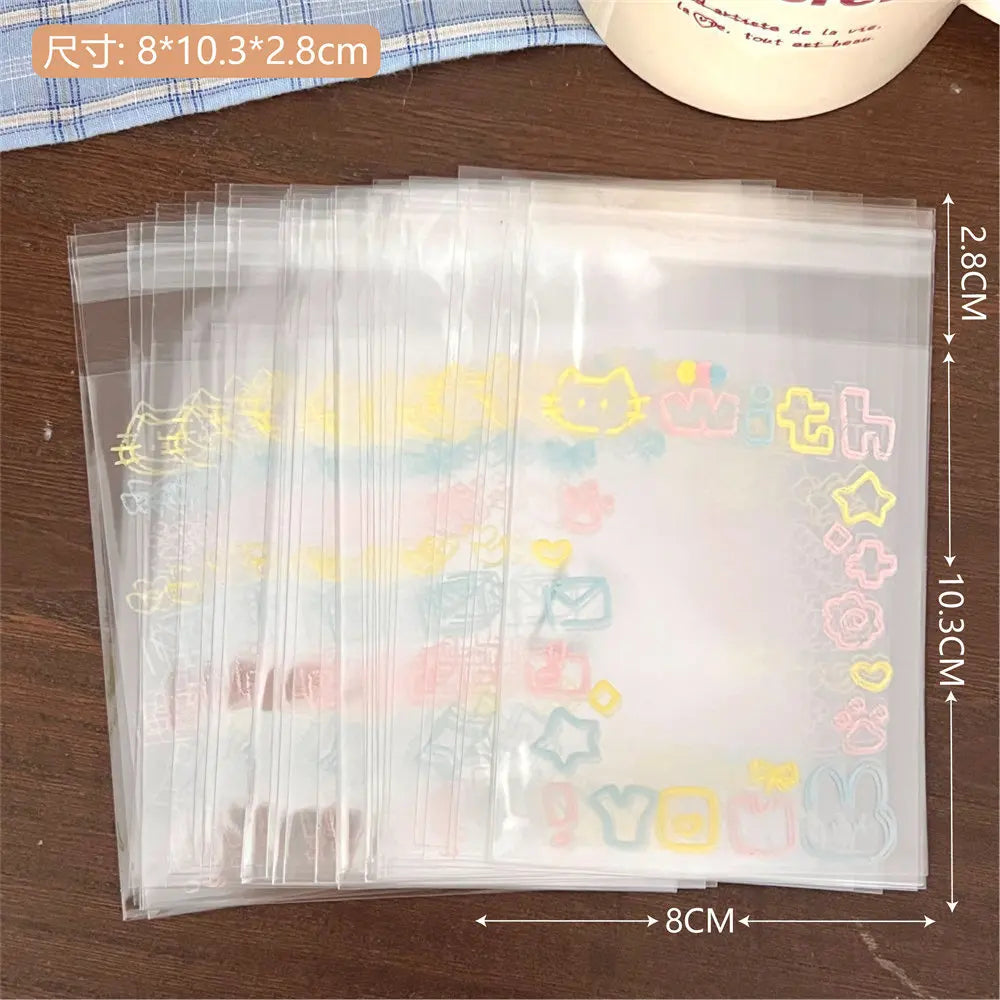 😺 Graffiti Kitten Αυτοκόλλητες Σακούλες – 20/50/100pcs | OPP Gift Bags για Συσκευασία Καρτών & Μικρών Δώρων
