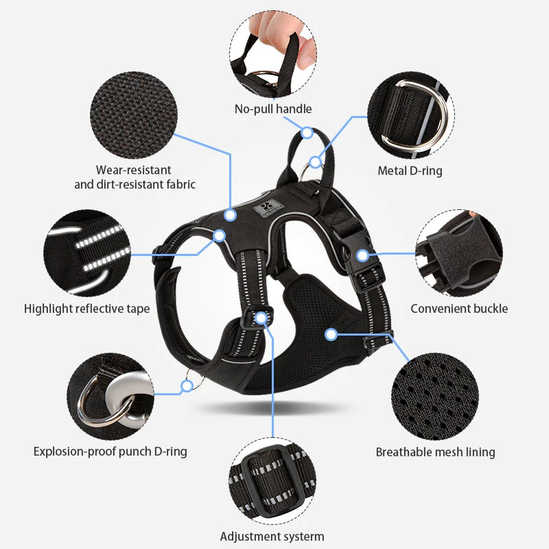 🐾✨ Personalized No-Pull Dog Harness – Αντανακλαστικό, Άνετο & Ρυθμιζόμενο 💪🐶 Περίπατοι χωρίς τράβηγμα, με στυλ και ασφάλεια – για κάθε μέγεθος σκύλου!