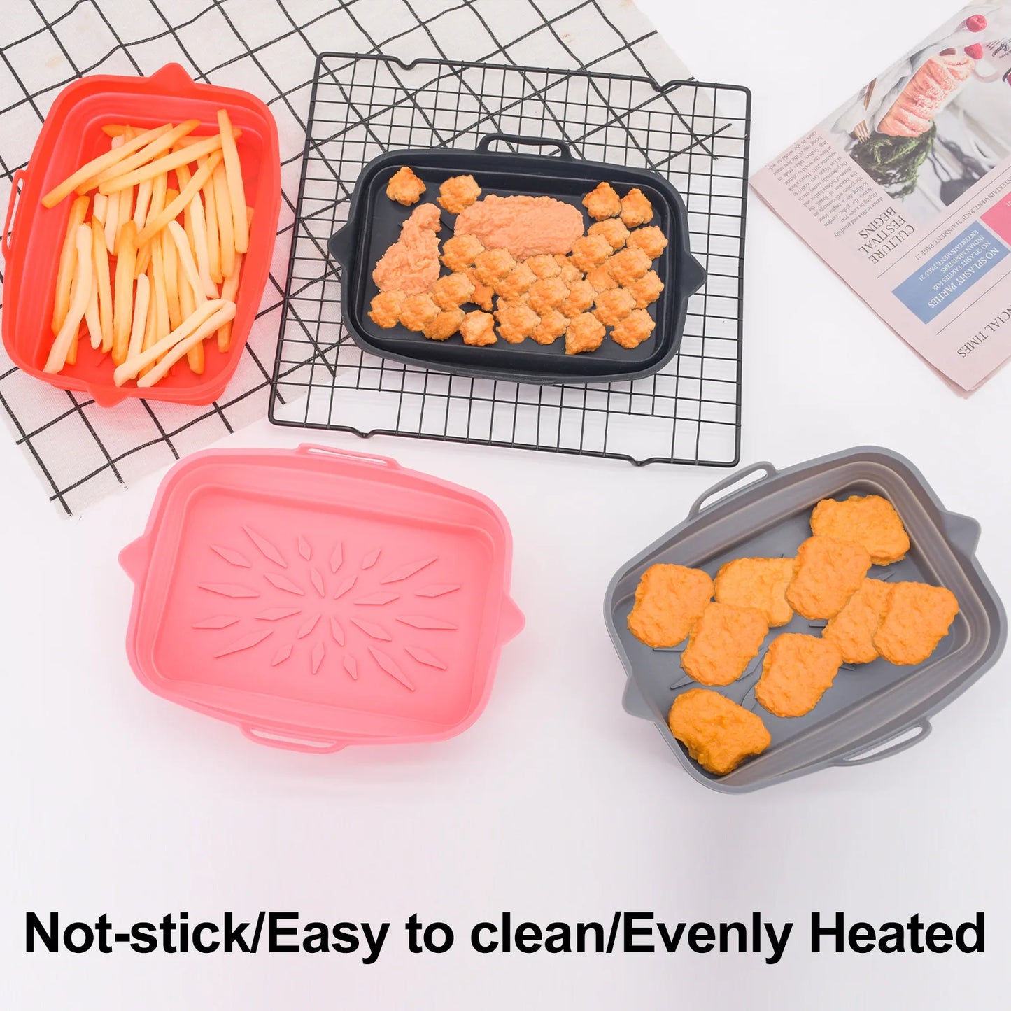 🍕 Ορθογώνιο Σκεύος Σιλικόνης για Air Fryer & Φούρνο – Αντικολλητικό & Επαναχρησιμοποιήσιμο | Ιδανικό για Πίτσες, Γλυκά & Grill