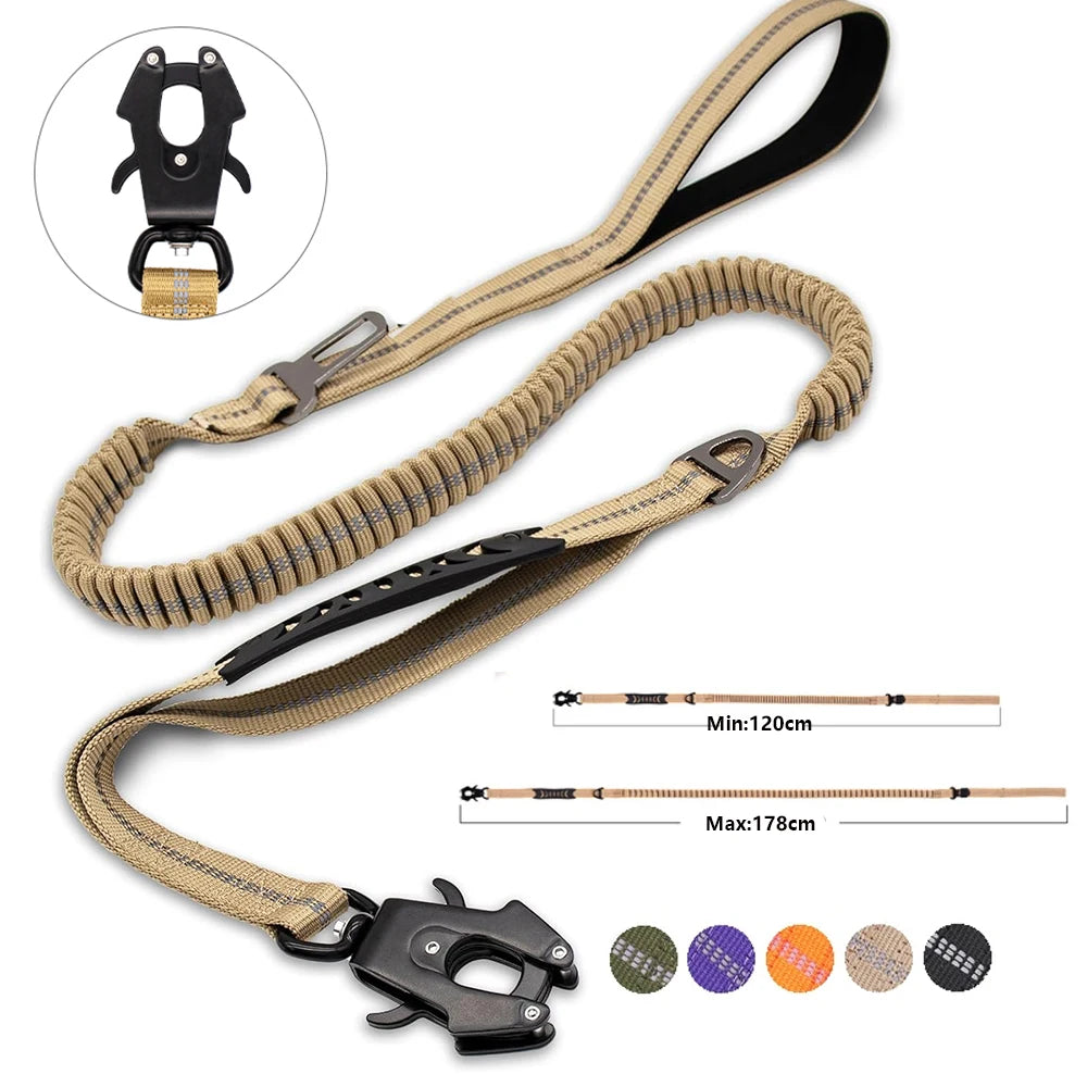 🚘🐕 Reflective Shock-Absorbing Dog Leash with Car Seatbelt – Tactical & Ανθεκτικό Bungee Λουρί 💥🦴 Αντοχή, έλεγχος & ασφάλεια – στη βόλτα και στο αυτοκίνητο!