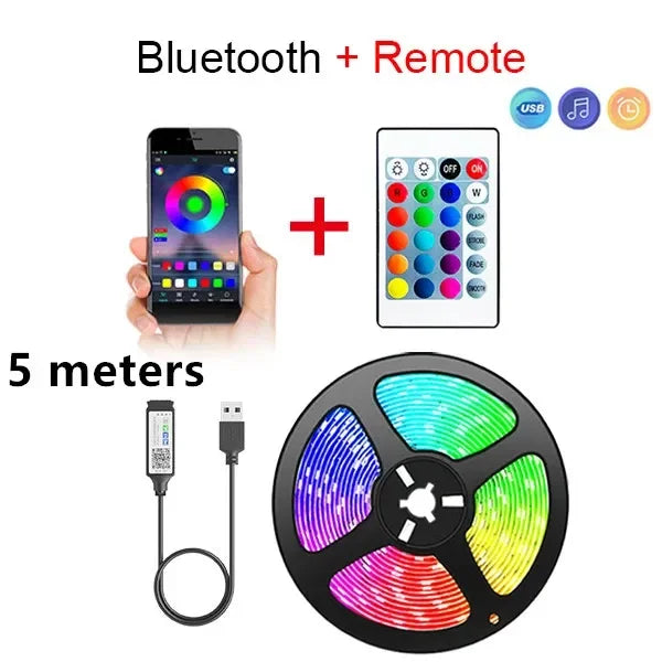 🌈📱 RGB LED Strip Lights – Smart Bluetooth SMD 5050 με APP & 24Key Remote ✨ Για TV Backlight & Home Decor