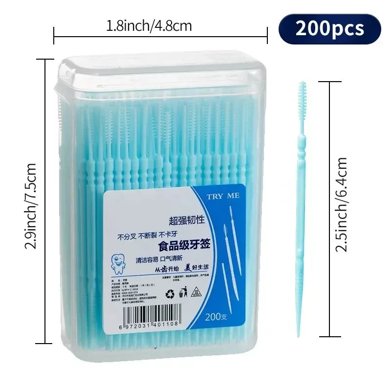 🦷✨ Portable Ultra Fine Toothpick – Διπλής Κεφαλής Οδοντογλυφίδες σε Οικογενειακή Συσκευασία (200τμχ) 🎯