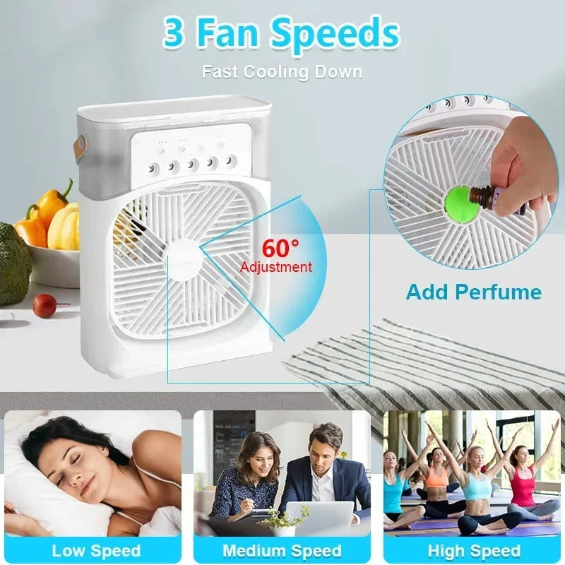 ❄️🌬️ 3 σε 1 Φορητό Air Cooler – Δροσιά, Φως & Άνεση στο Σπίτι! 🌬️❄️ Mini Air Conditioner | Fan + Humidifier + LED Night Light | Household Portable