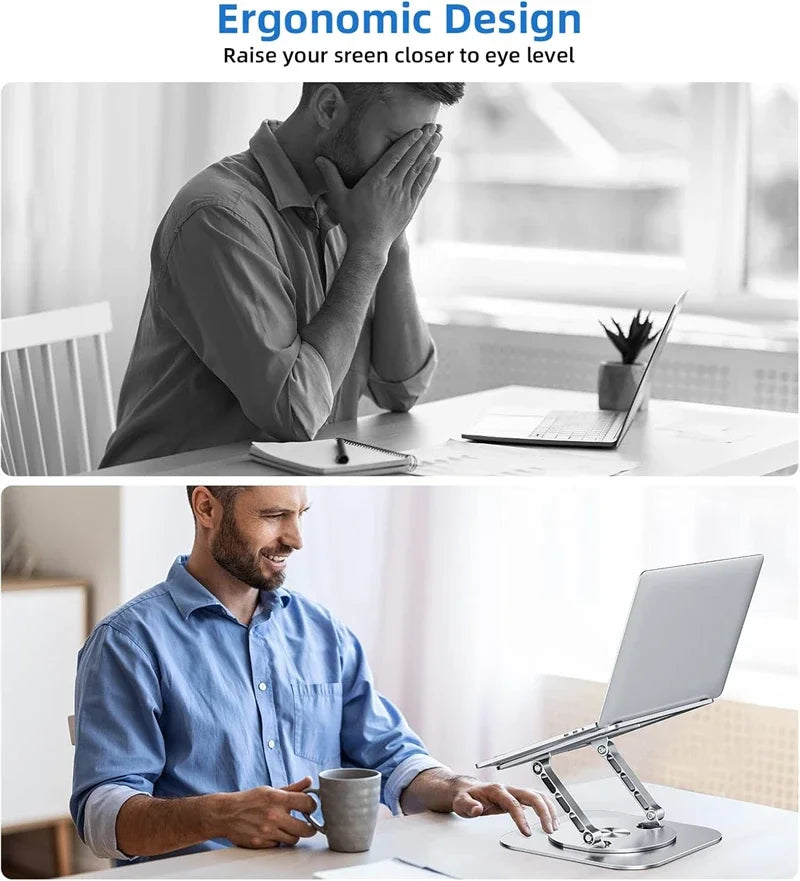 💻🔄 360° Rotating Laptop Stand – Αλουμινένια Ρυθμιζόμενη Βάση MacBook & Notebook 🎯