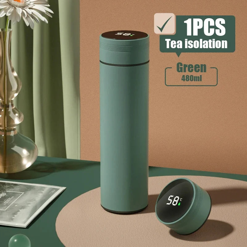 🌡️☕ Smart Thermos 480ml | 304 Ανοξείδωτο Ατσάλι | 💧 Αδιάβροχο | LED Ένδειξη Θερμοκρασίας | Double-Wall Vacuum Cup