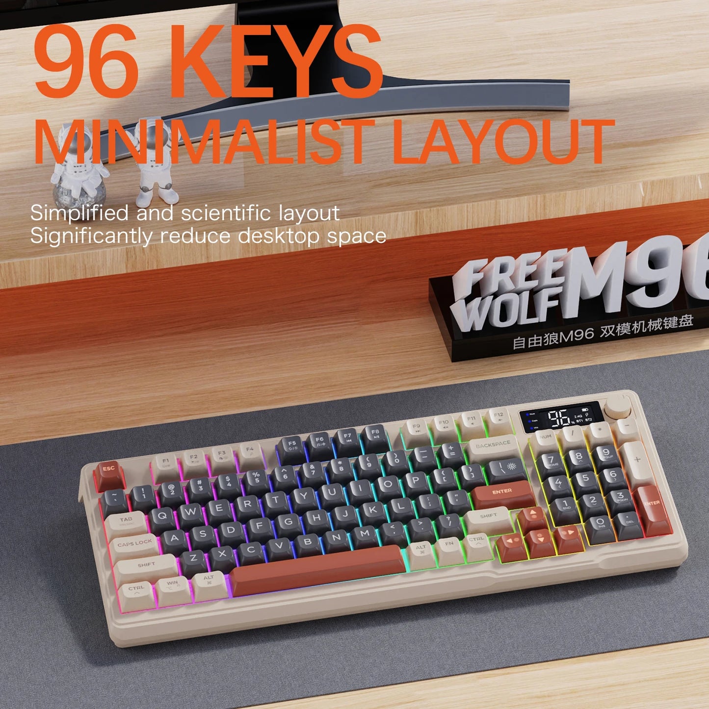 ⌨️🖱️ FREEWOLF M96 Wireless Keyboard & Mouse Set – Smart Screen, Dual Mode, Multi-Device & Εργονομία σε νέα διάσταση! 🔥💡