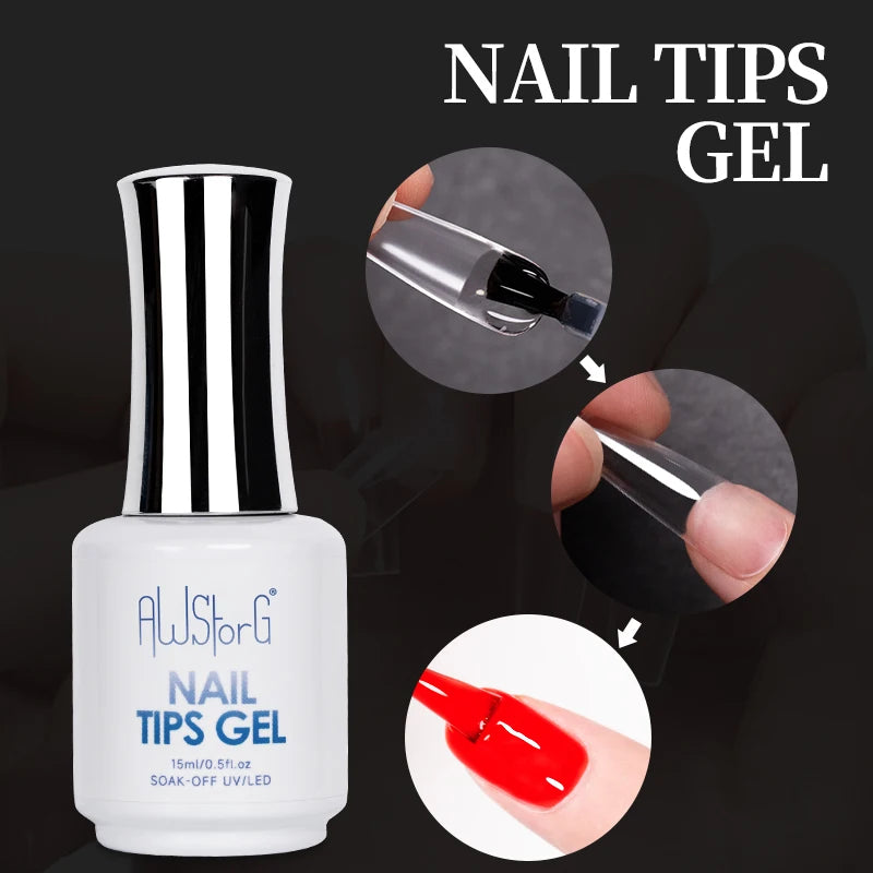💅✨ AWStorG 3 in 1 Nail Tips Glue Gel – Πολυχρηστική Κόλλα & Gel για Τέλειο Μανικιούρ 🎯